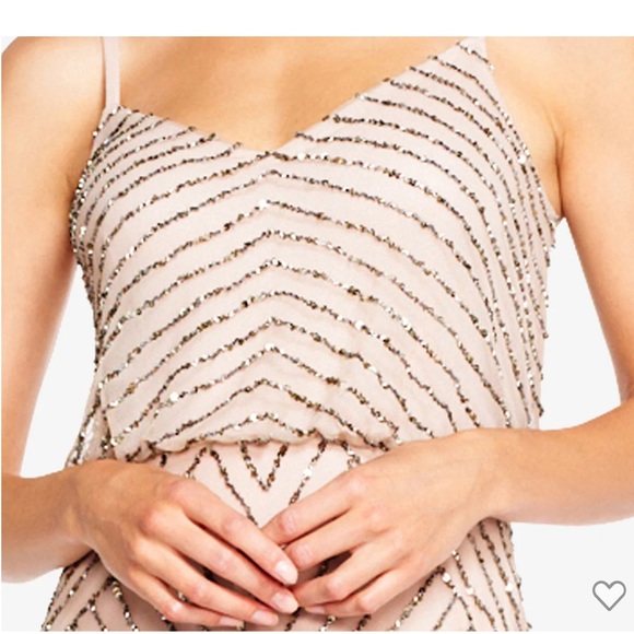 art deco beaded dress adrianna papell Adrianna Papell Art Deco Beaded Blouson Dress With Halter Neckline main image 0